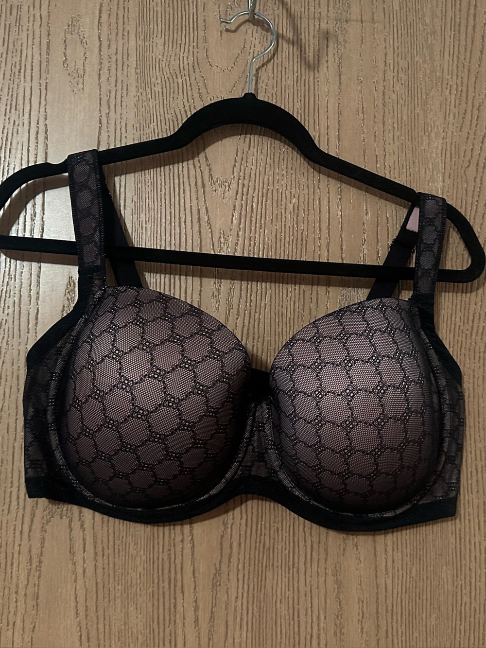 Women's Black & Nude Lace Overlay Bra - Supportive Underwire
